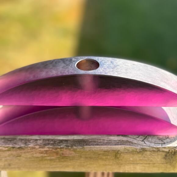 Pair of Sasaki Crystal Glass Candlestick Holders in Anasazi Plum‎ - Arched - Picture 6 of 13